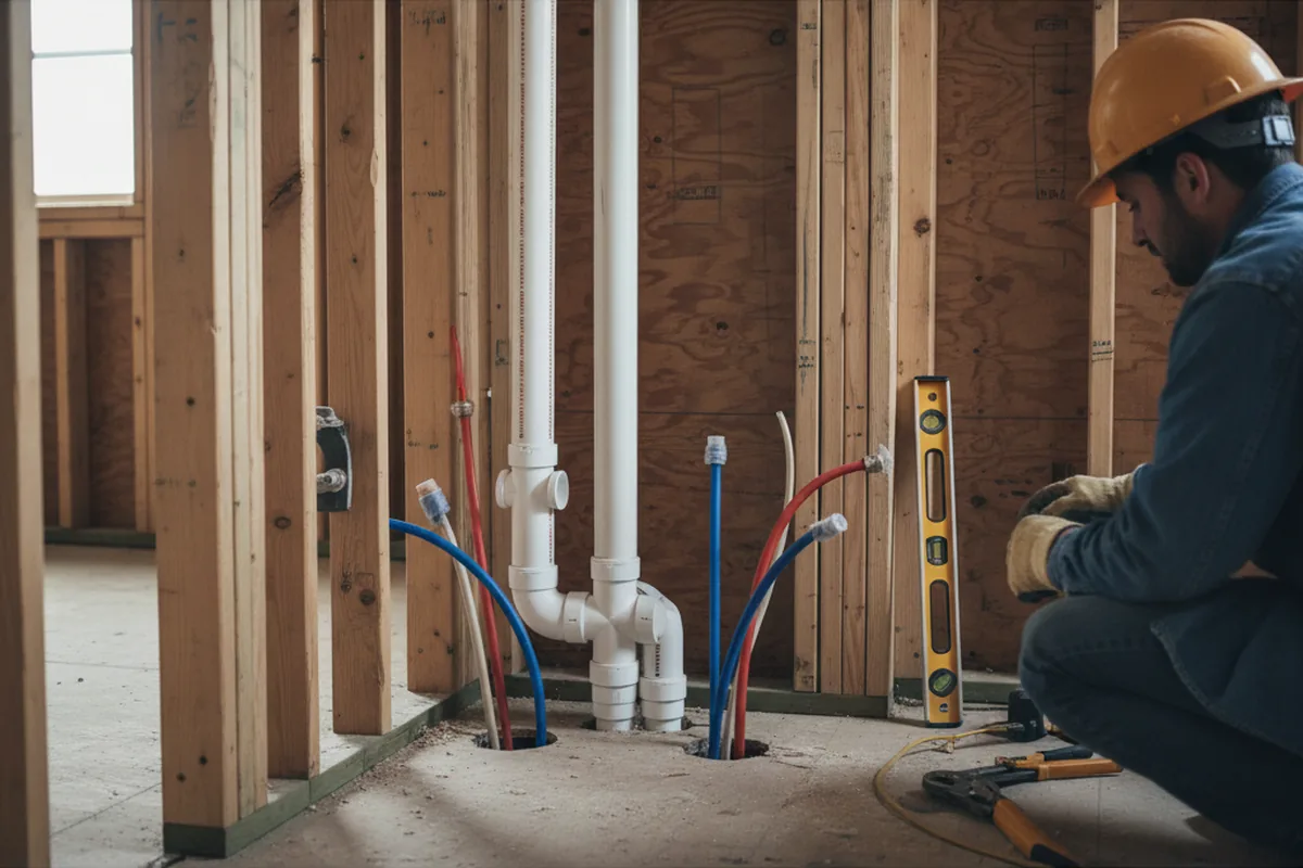 Drain and supply rough-in during Drain Cleaning in Pearl City
